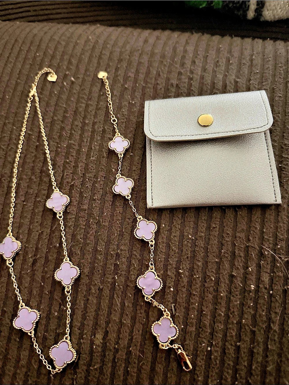 Purple Clover-Link Necklace Set